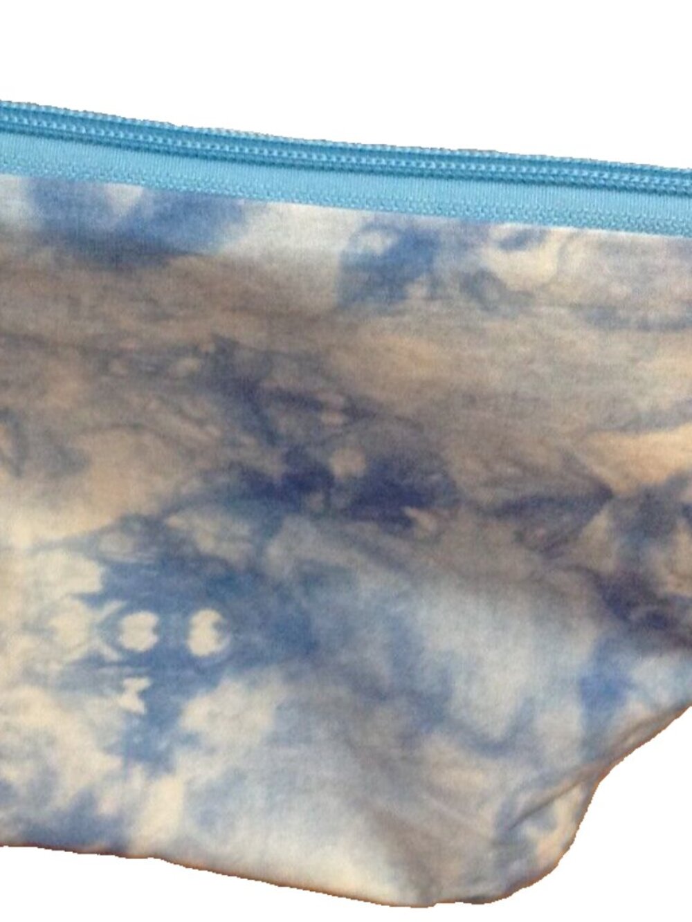 AFRICAN BATIK COSMETIC BAG BLUE WHITE MAKEUP POUCH QUEEN ALAFFIA MADE IN GHANA